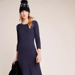 Anthropologie Selena Shimmer Midi Sweater Dress, Size Medium